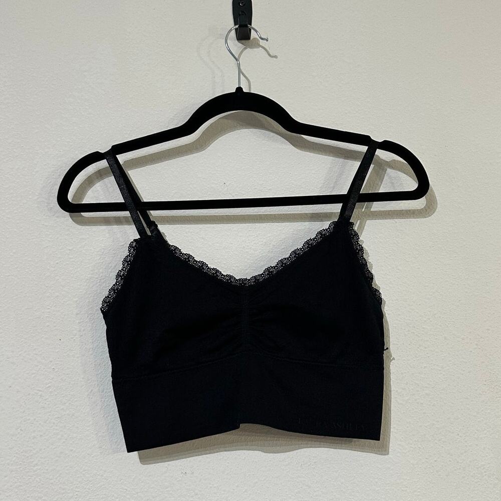 Laura Ashley Black Bralette with Lace Trim